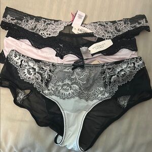 Victoria's Secret Lace Trim Panties - Black and White
